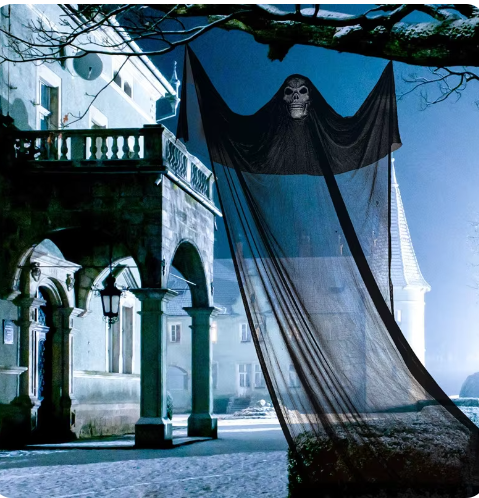 Décoration d'Halloween fantôme crâne suspendu à LED