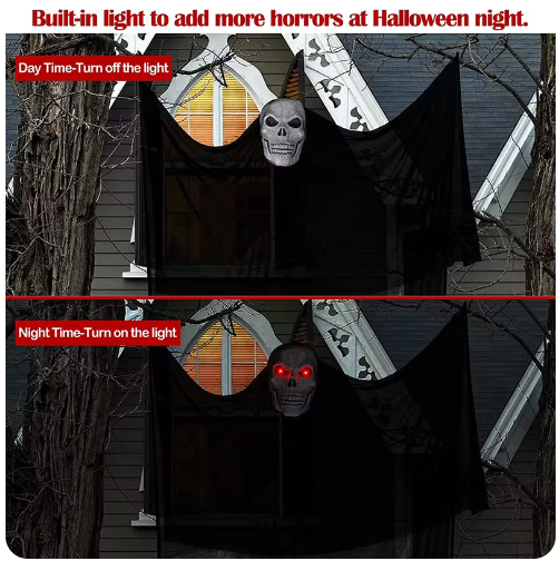 Décoration d'Halloween fantôme crâne suspendu à LED