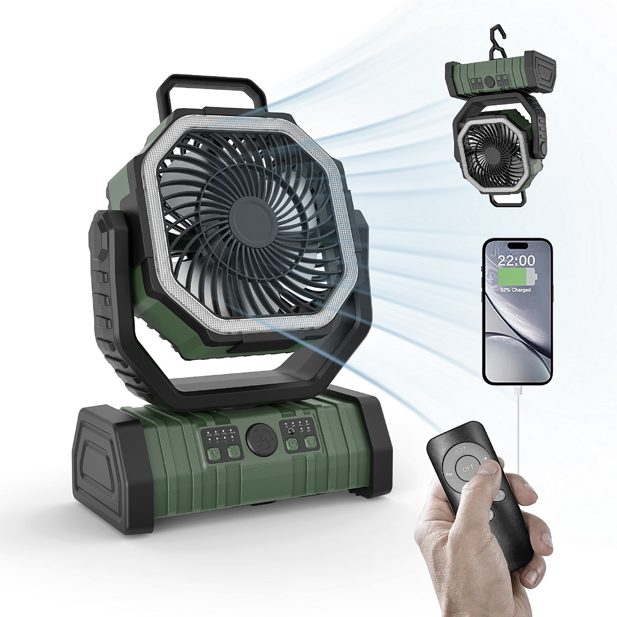 Batterie externe pour maison et extérieur avec ventilateur de camping et éclairage LED