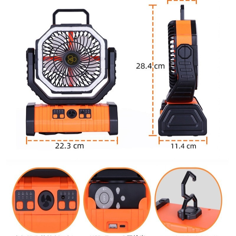Batterie externe pour maison et extérieur avec ventilateur de camping et éclairage LED